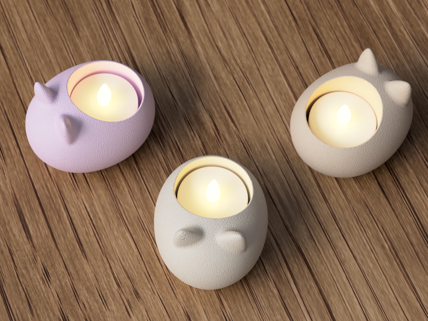 Minimalist Cat LED Tealight Holder + Light - 3 pack