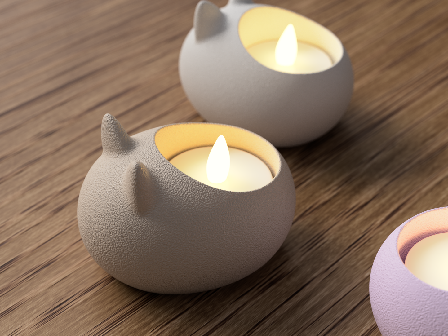 Minimalist Cat LED Tealight Holder + Light - 3 pack