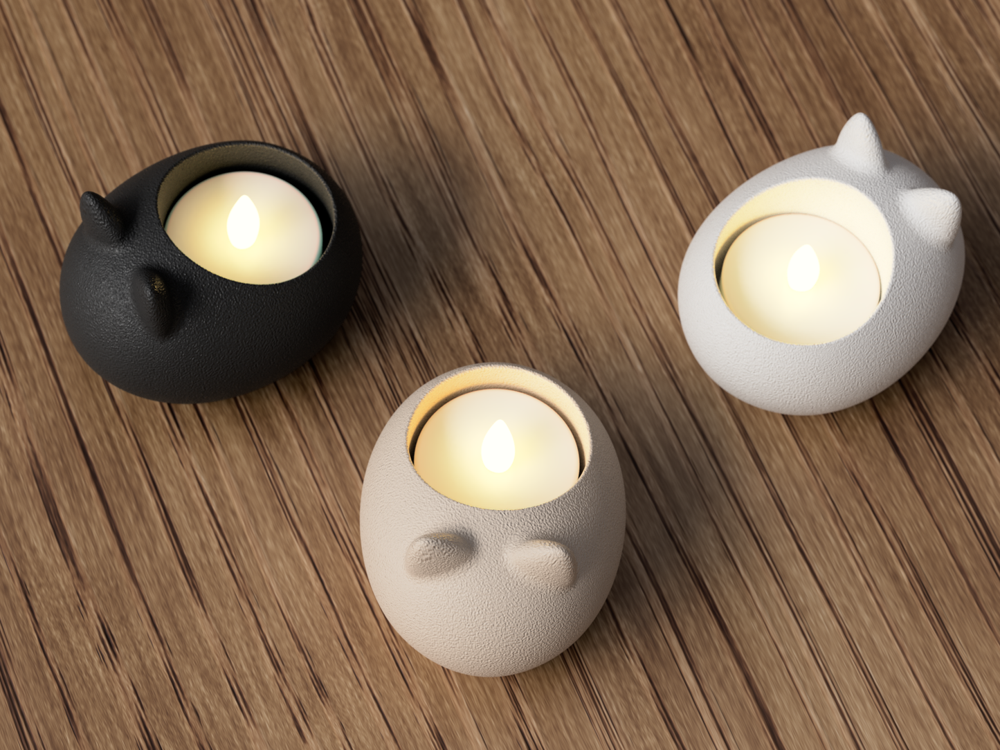 Minimalist Cat LED Tealight Holder + Light - 3 pack