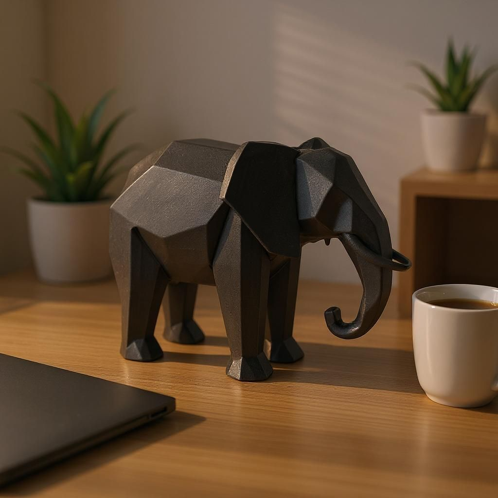 Low-Poly Elephant: Playful & Modern Art for Gamers & Design Lovers