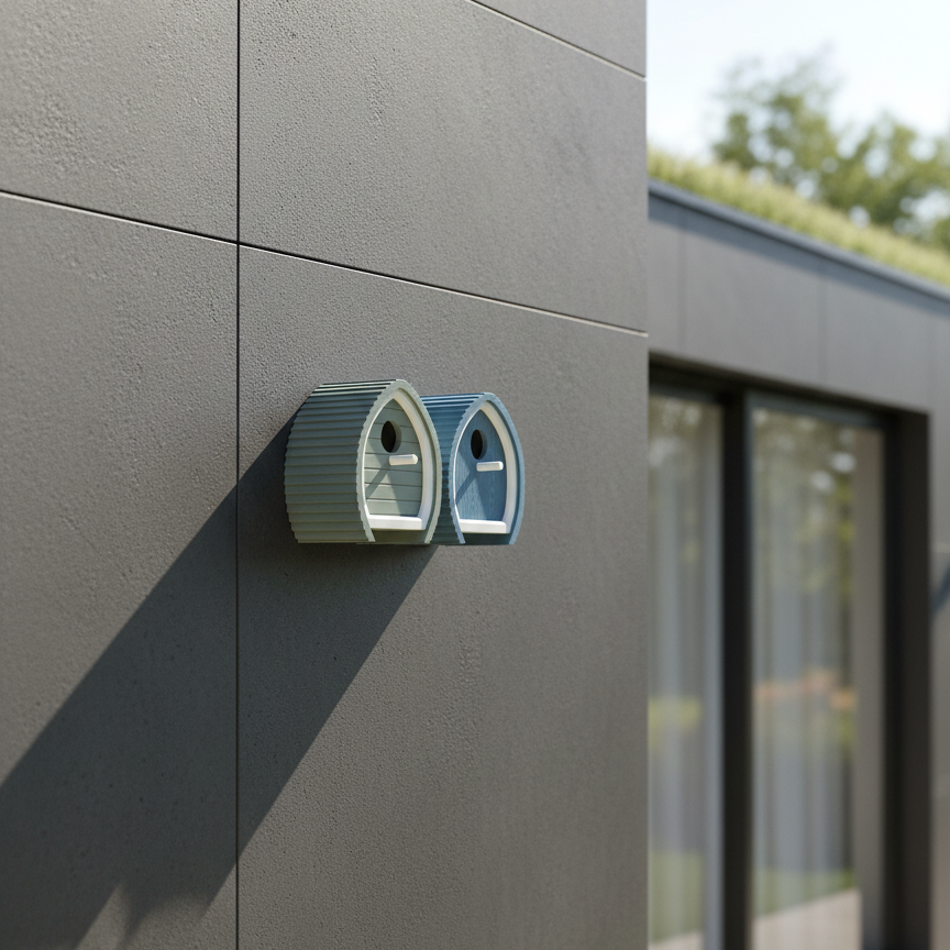 Designer Birdhouse with Perch | Easy Hang Modular Spade Shape | Modern Avian Home