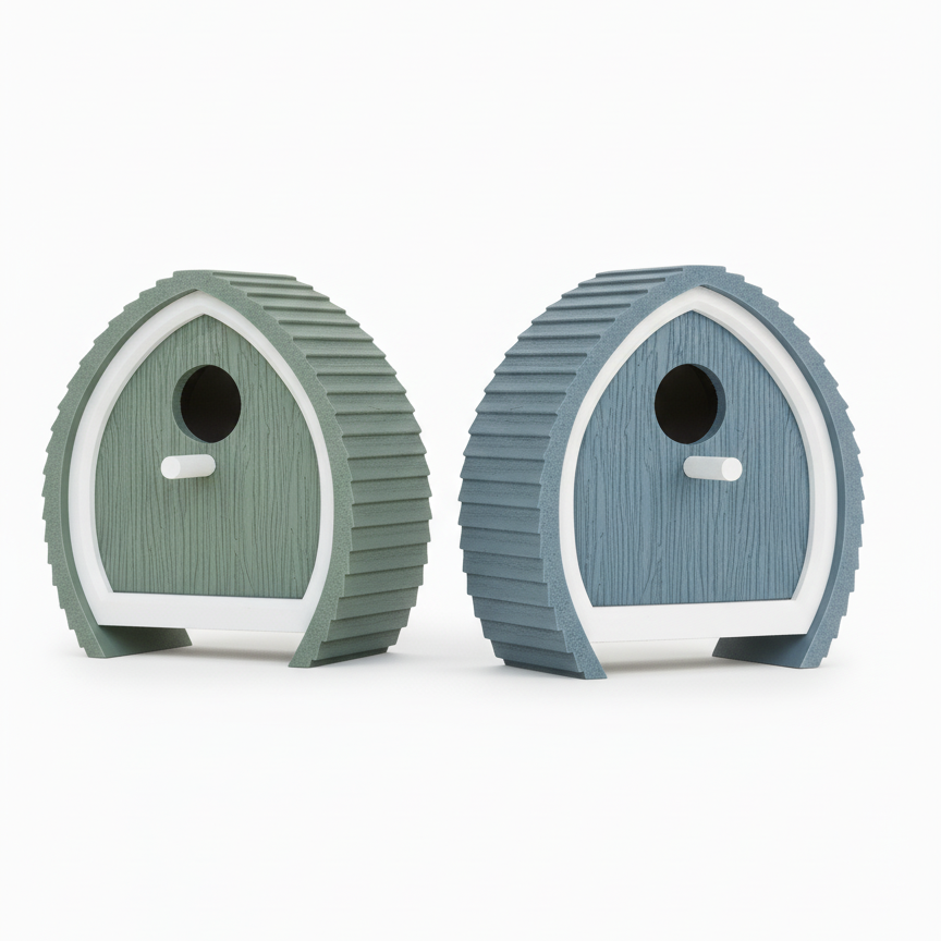 Designer Birdhouse with Perch | Easy Hang Modular Spade Shape | Modern Avian Home