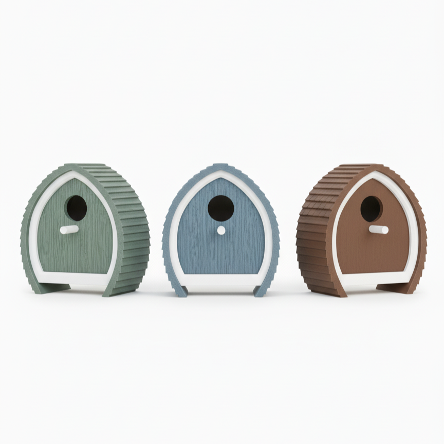Designer Birdhouse with Perch | Easy Hang Modular Spade Shape | Modern Avian Home