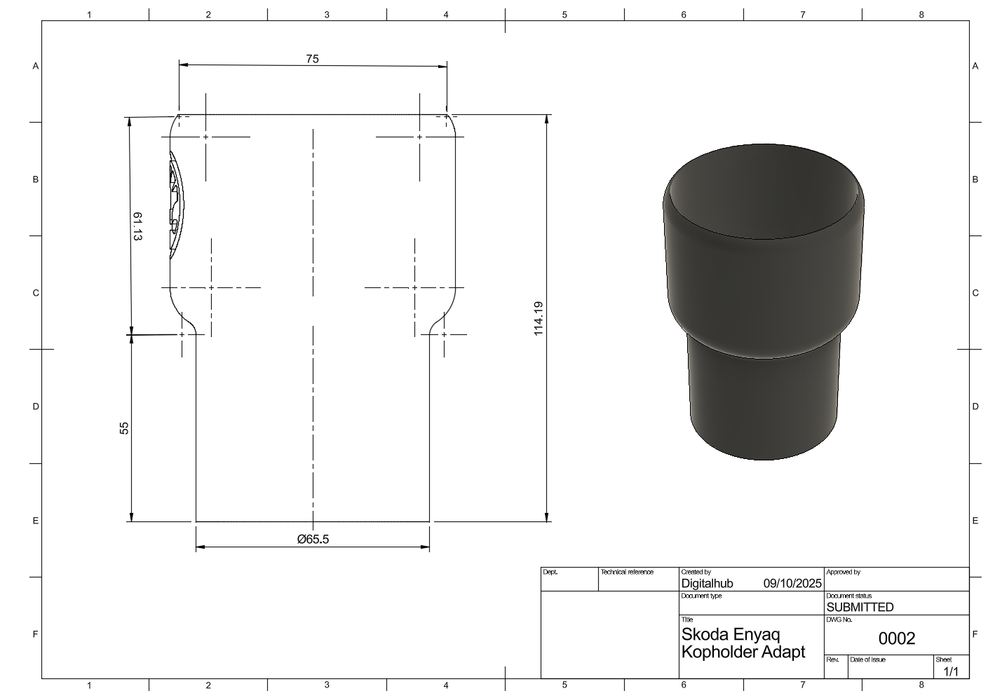 Skoda Enyaq Cupholder Adapter