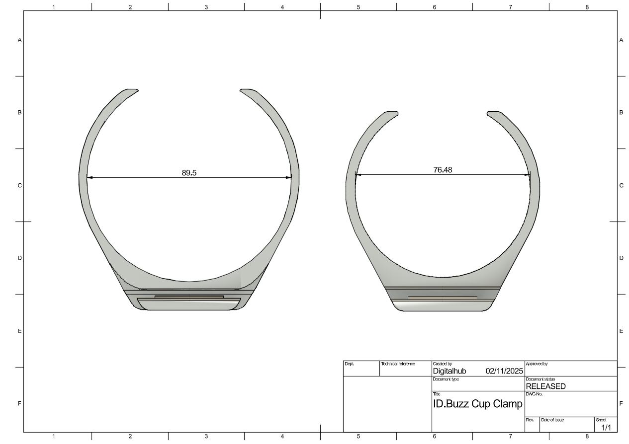 ID.Buzz Console Cup Holder Clamp