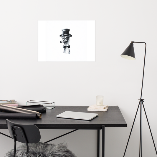 "Hr. Struds" Mr. Ostrich, Gangster Animal | Premium Wall Art Print