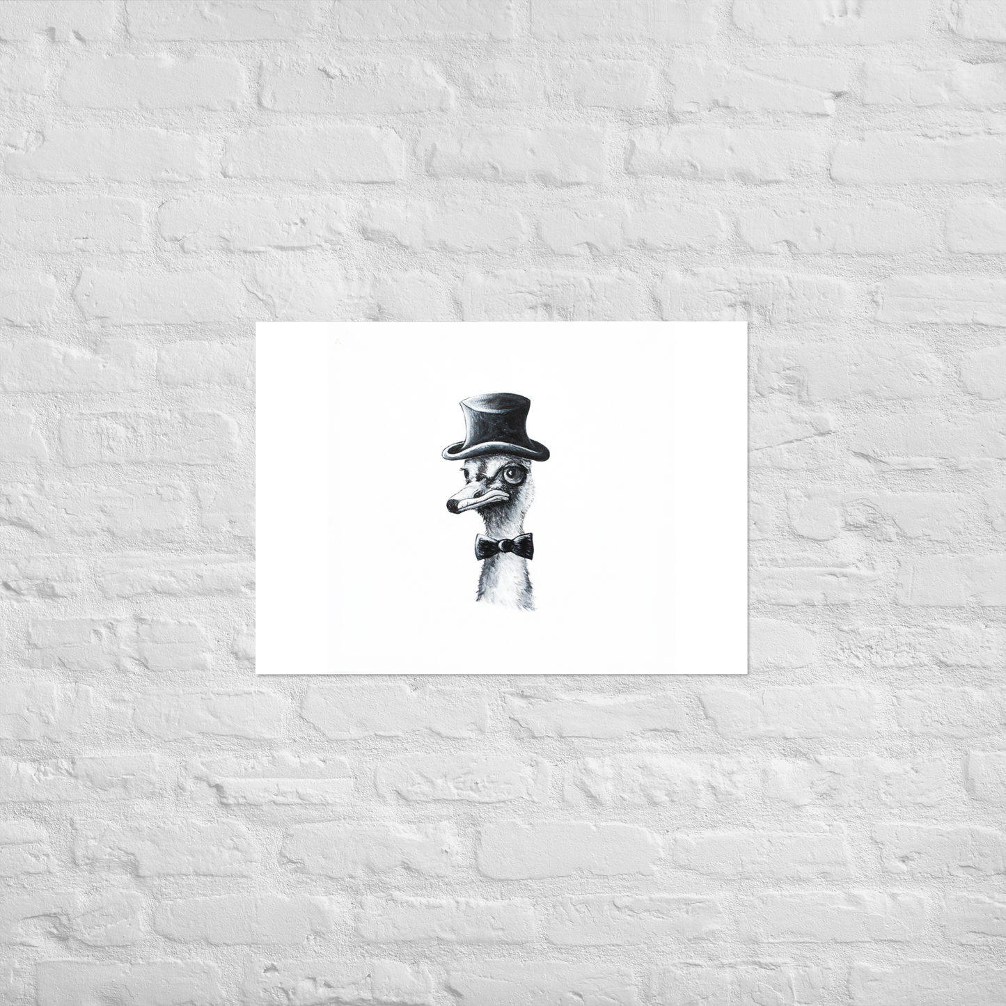 "Hr. Struds" Mr. Ostrich, Gangster Animal | Premium Wall Art Print