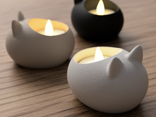 Minimalist Cat LED Tealight Holder + Light - 3 pack