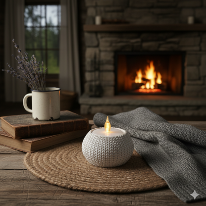 Knitted LED Tealight Holder + Light