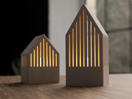 Japandi Tealight House With LED Tealight - Set of 2
