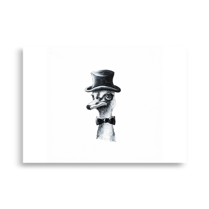 "Hr. Struds" Mr. Ostrich, Gangster Animal | Premium Wall Art Print